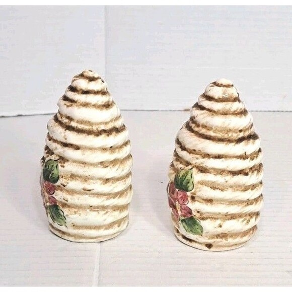 Bee Hive Bumblebee Themed Made In Japan 4" Collectible Condiment Set Vtg Decor - Picture 4 of 5